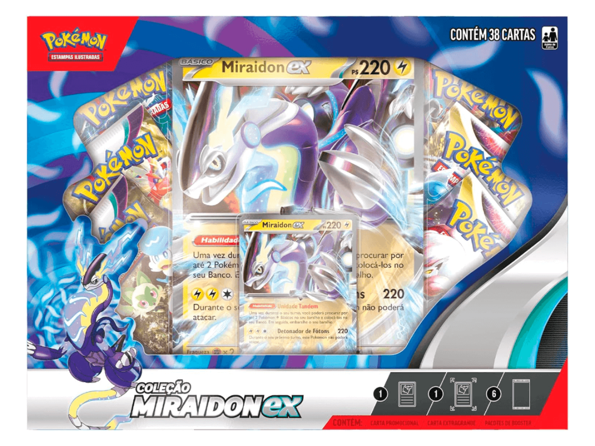 Box Cartas Pokémon Coleção Lendas de Paldea Miraidon Ex - Ri Happy