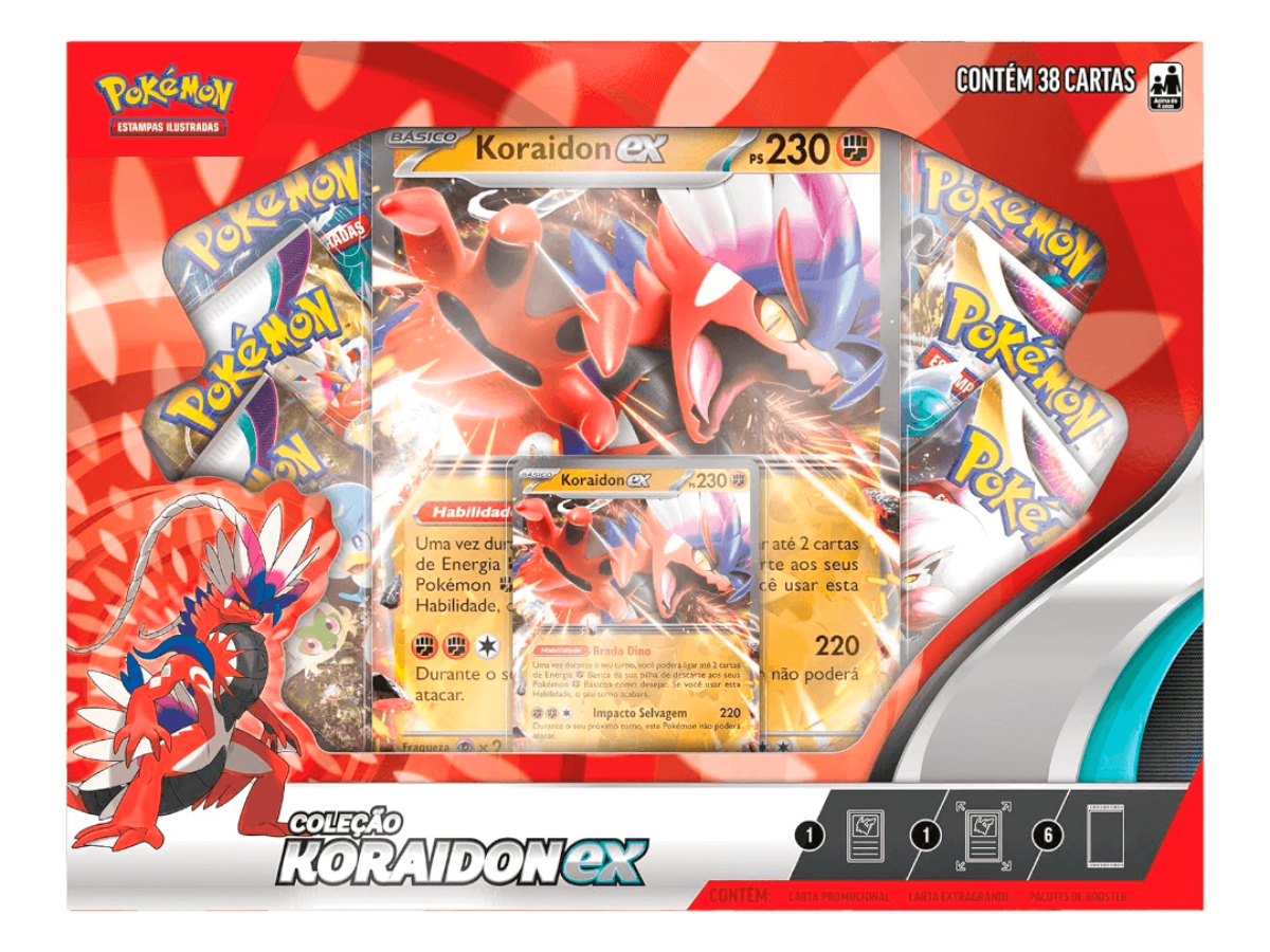 Box Pokémon Lendas em Paldea: Miraidon E/ou Koraidon EX Coleção