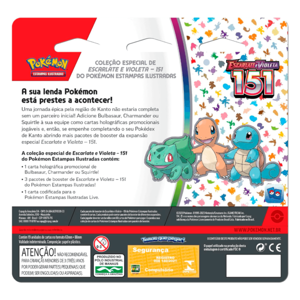 Blister triplo Bulbasaur Pokémon 151 caixa traseira