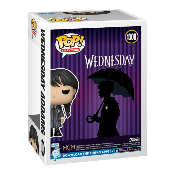 Funko Pop Wandinha Addams 1309 fundo branco caixa traseira