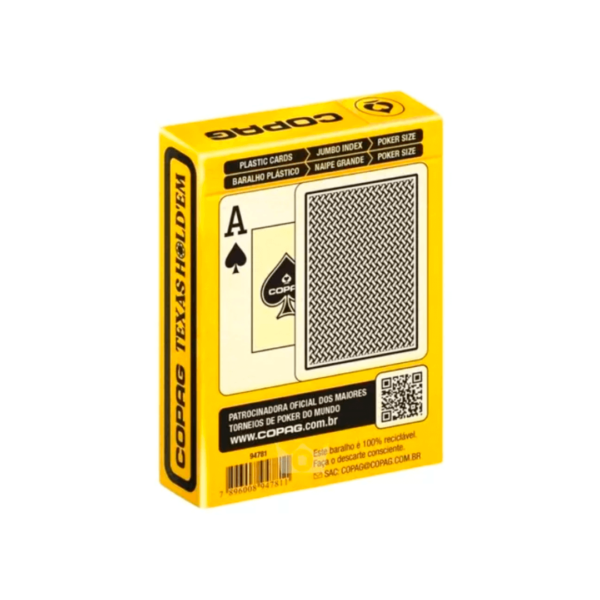 copag texas hold em preto com dourado traseira fundo branco