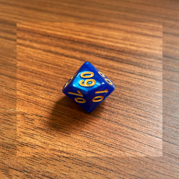 dado 10 lados azul dourado 2