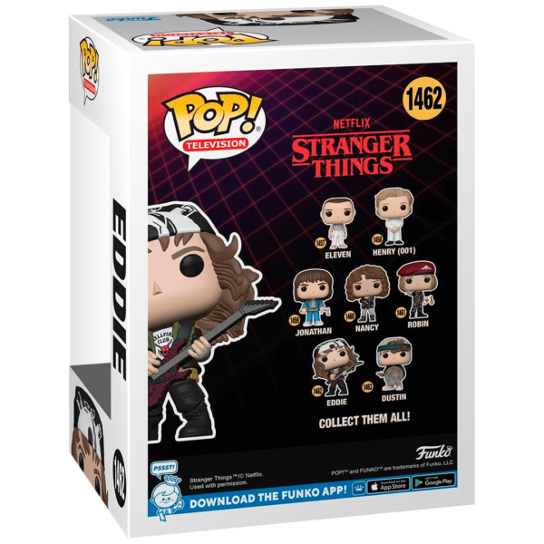 Funko Pop Stranger Things Hunter Eddie 1462 metallica master of puppets na caixa traseira