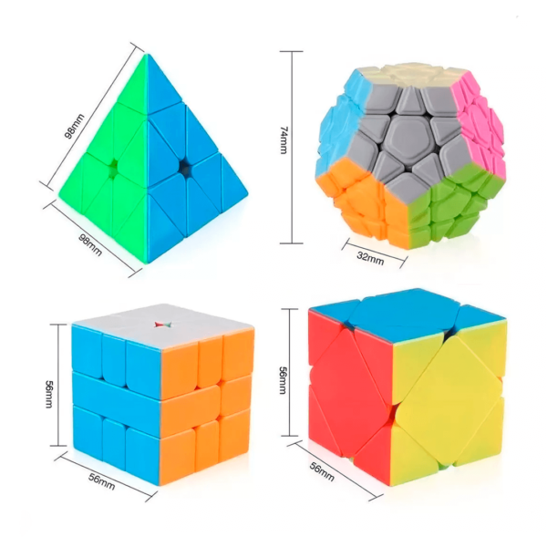 Kit Profissinal Cubo Mágico Moyu Pyramid, Skewb, Megaminx, Square-1 medidas