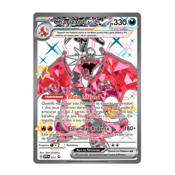 Pokémon Destinos de paldea Charizard EX brilhante carta