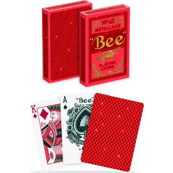 Baralho Bee Metalluxe Red caixa e cartas