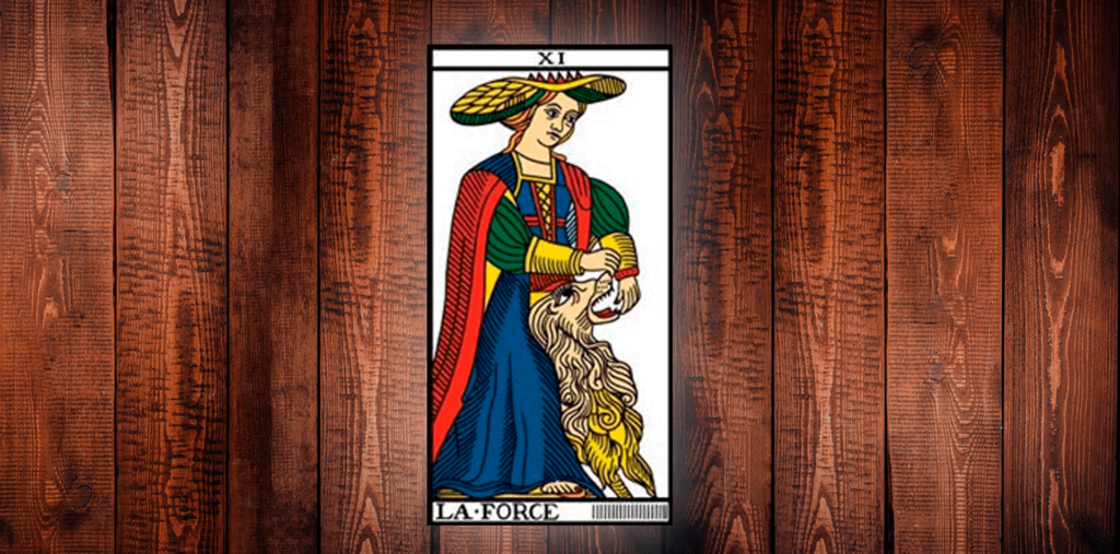 Carta “A Força” do tarot de Marselha