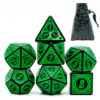 Conjunto Dados RPG Verde Escuro + Bag de Couro