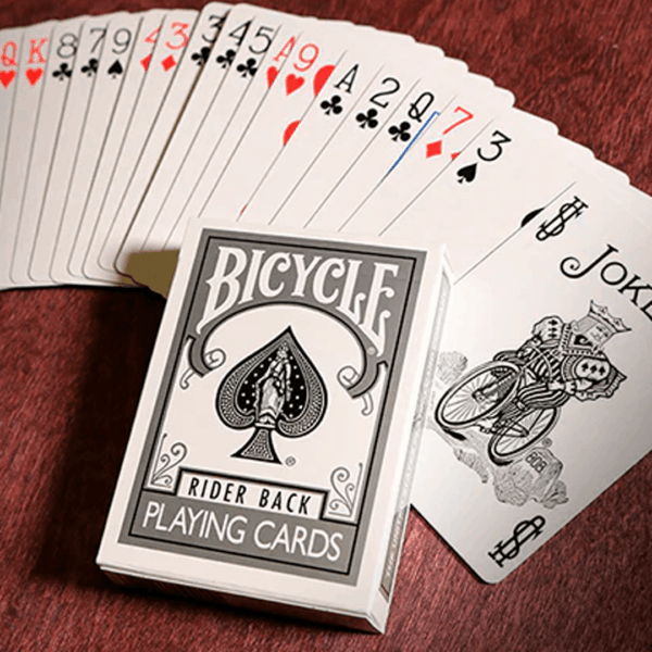 Baralho Bicycle Rider Back Silver caixa e cartas joker numeros