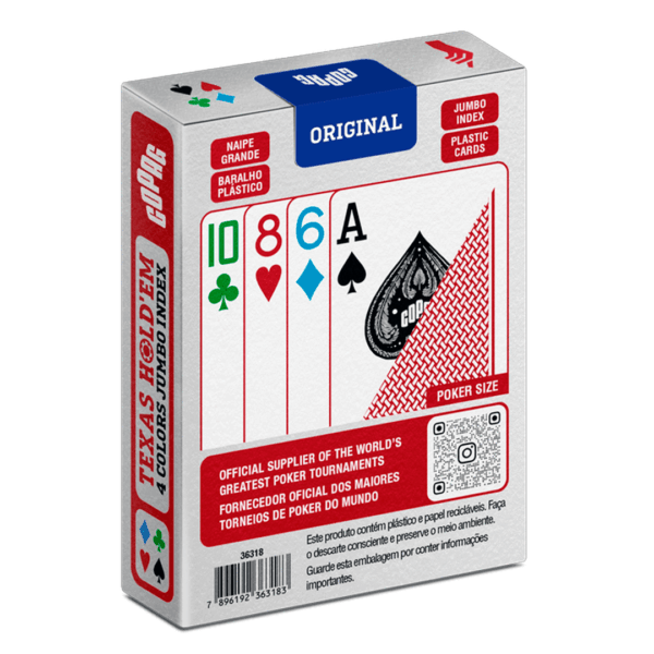 Baralho Copag Texas Hold'em 4 colors caixa traseira vermelho
